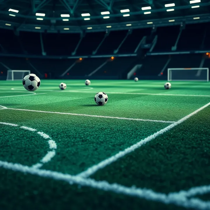 Football pitch with tactical markings illustrating team strategies and formations