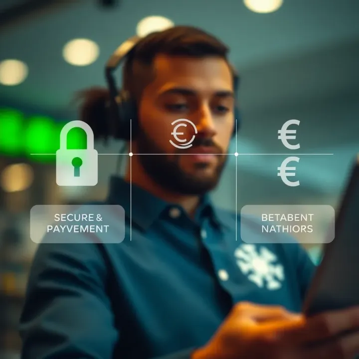 Graphic showing secure payment methods and currency icons for online betting