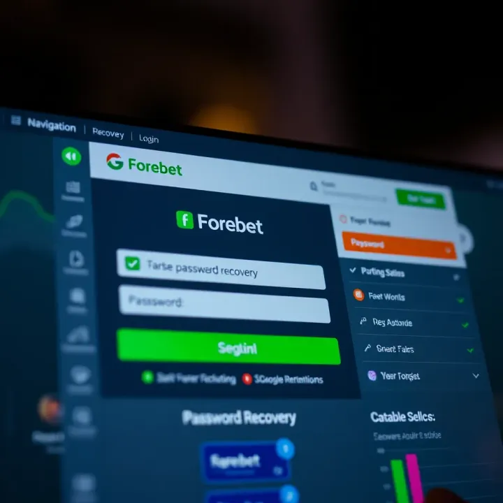 Forebet login page with password recovery options and navigation menu