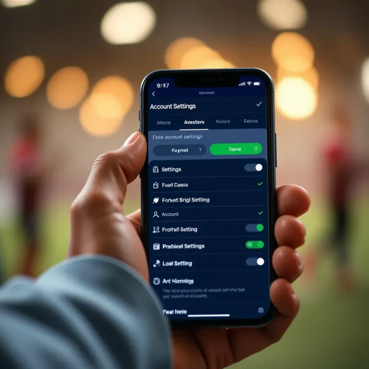 Mobile phone displaying Forebet app with account settings open on screen