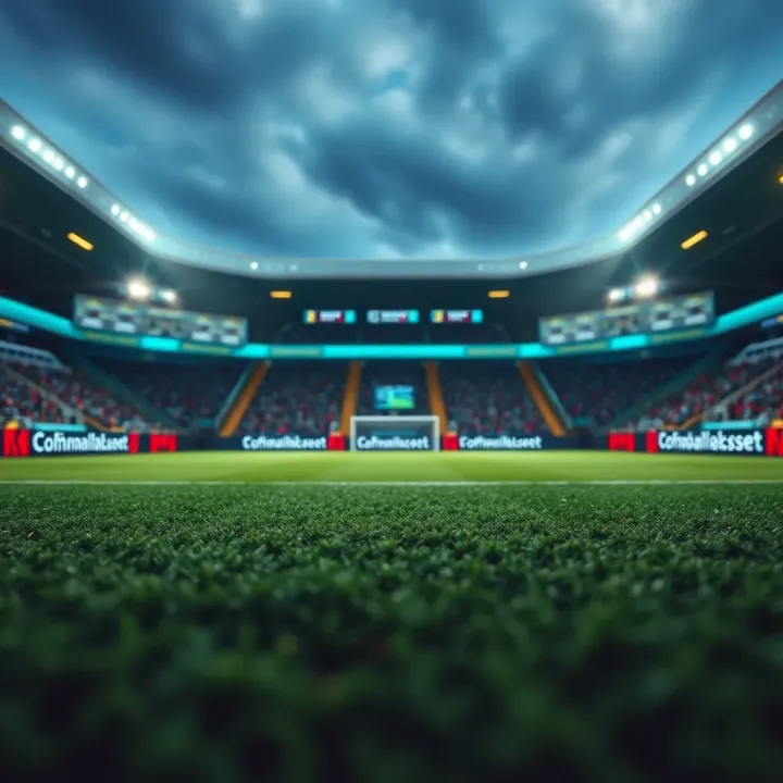 Illustration of a football field with tactical prediction overlays highlighting betting strategies