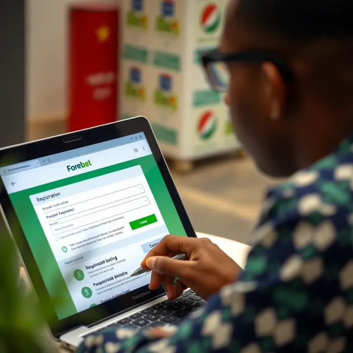 User filling out registration form on Forebet with verification icons and responsible betting reminders