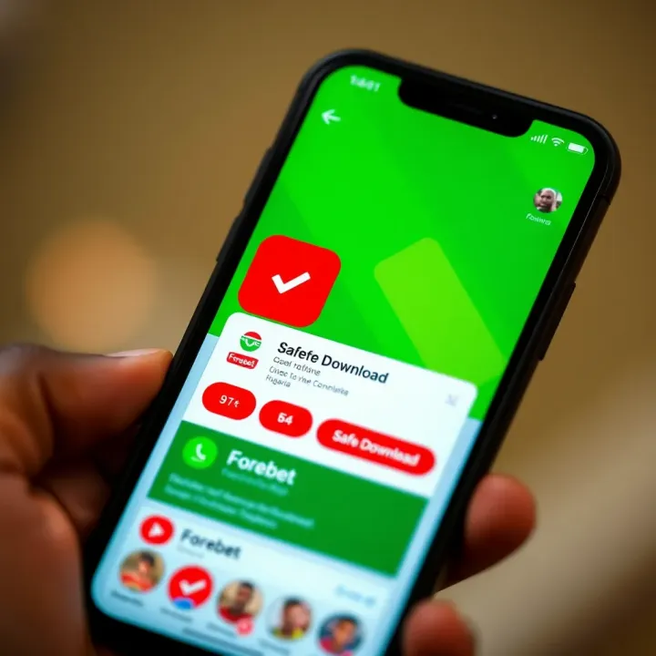 Mobile phone screen with Forebet app open, highlighting safe download and user-friendly interface for Nigerian users