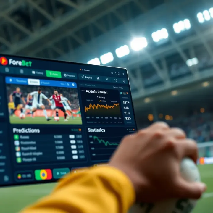 Interface displaying football match predictions and statistical analysis on Forebet Baixar platform