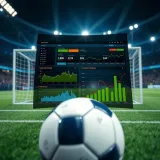 Football pitch with data analytics and prediction graphs overlayed