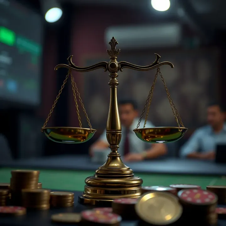Legal Framework Surrounding Forebet Casinos in Nigeria A graphic illustrating legal scales balancing gambling activities and regulations in Nigeria