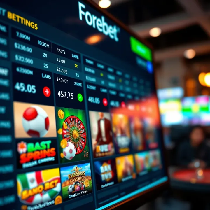 A digital interface showing sports betting predictions alongside casino game icons