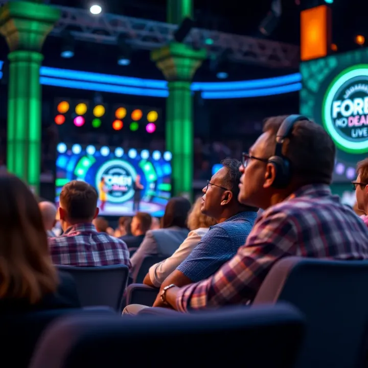 Audience watching and reacting to the Forebet Deal or No Deal Live show on television and online platforms