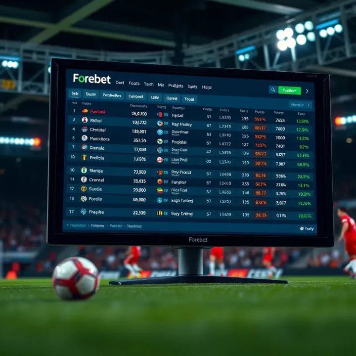 Forebet Football Prediction Analysis for Informed Betting Detailed football match statistics and predictions displayed on a digital screen for strategic betting