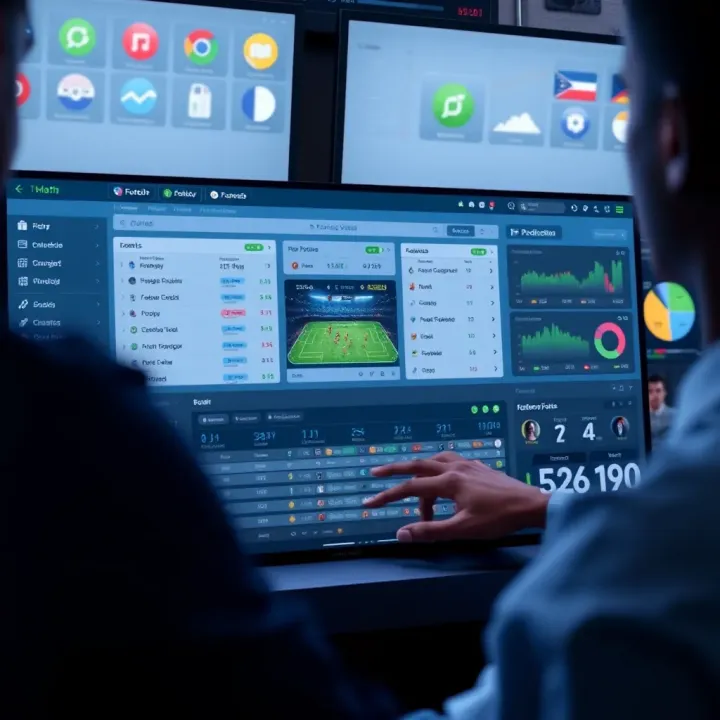 Dashboard displaying football predictions, statistical charts, and betting options on Forebet platform