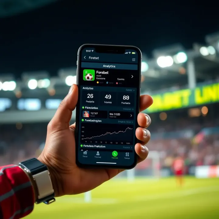 Forebet app showing detailed football prediction analytics on a smartphone