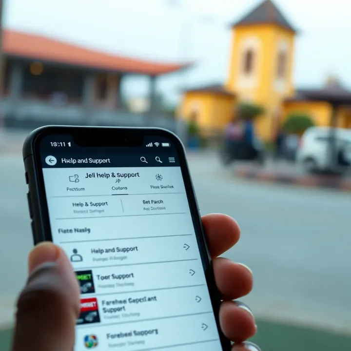 Mobile phone showing Forebet help and support options