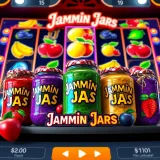Colorful jam jars and vibrant fruits on a slot game interface