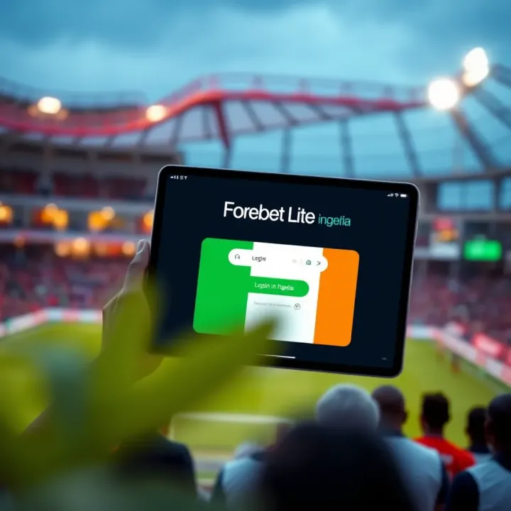 User interface showing Forebet Lite login screen with Nigerian flag symbol