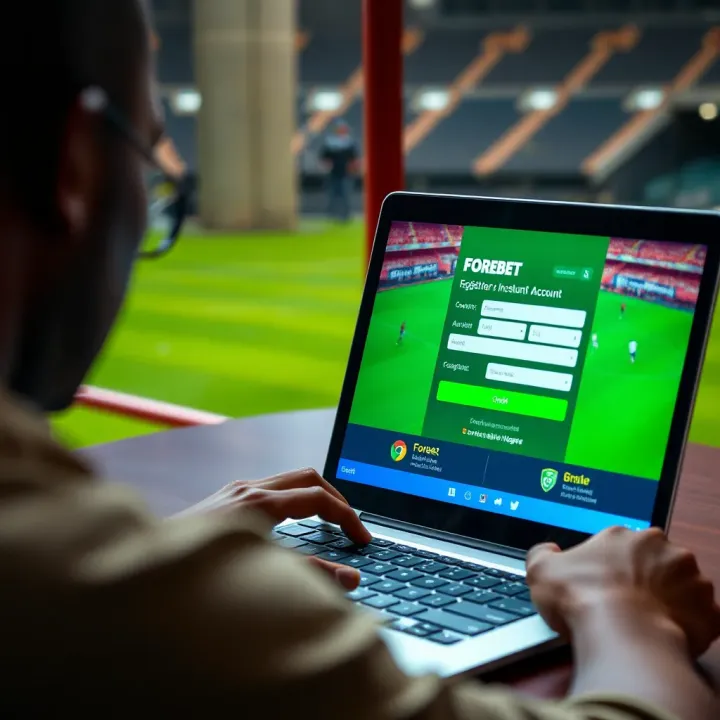User filling out registration form on Forebet Nigeria platform on a laptop