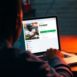 User Registration Interface on Forebet for Nigerian Bettors Nigerian user registering an account on Forebet platform using a laptop