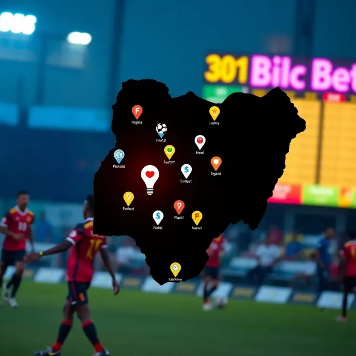 Map highlighting Nigeria with icons representing sports betting and Forebet predictions
