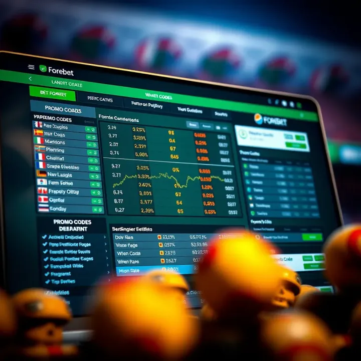 Illustration of football prediction charts alongside promo code benefits