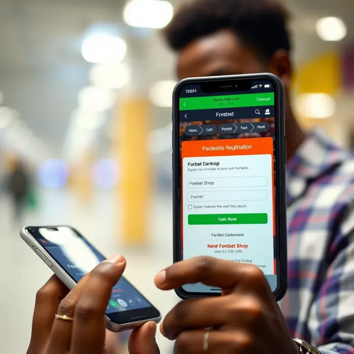 User navigating Forebet shop registration page on a mobile device
