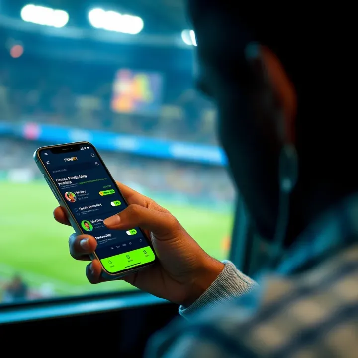 User navigating sports betting predictions on Forebet Shop mobile app