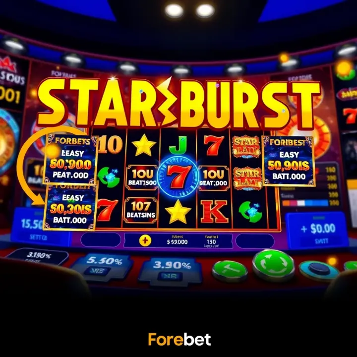 Screenshot of Forebet Starburst demo gameplay highlighting bonus features and easy controls