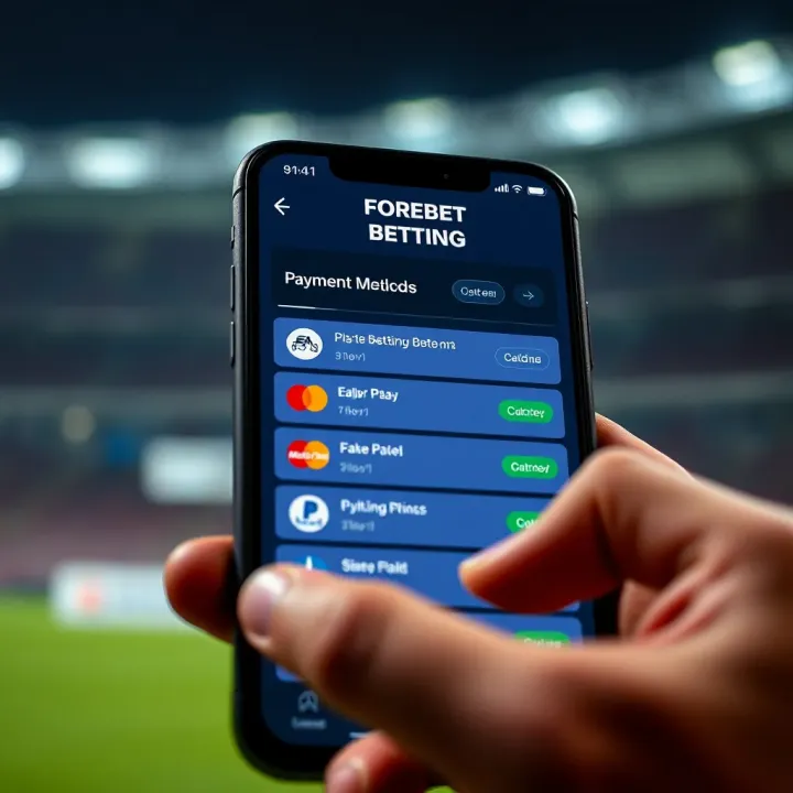 Digital football betting options displayed on a smartphone with payment icons