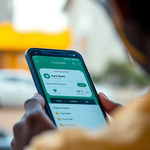 Mobile phone displaying a USSD code interface with a Nigerian bank menu visible