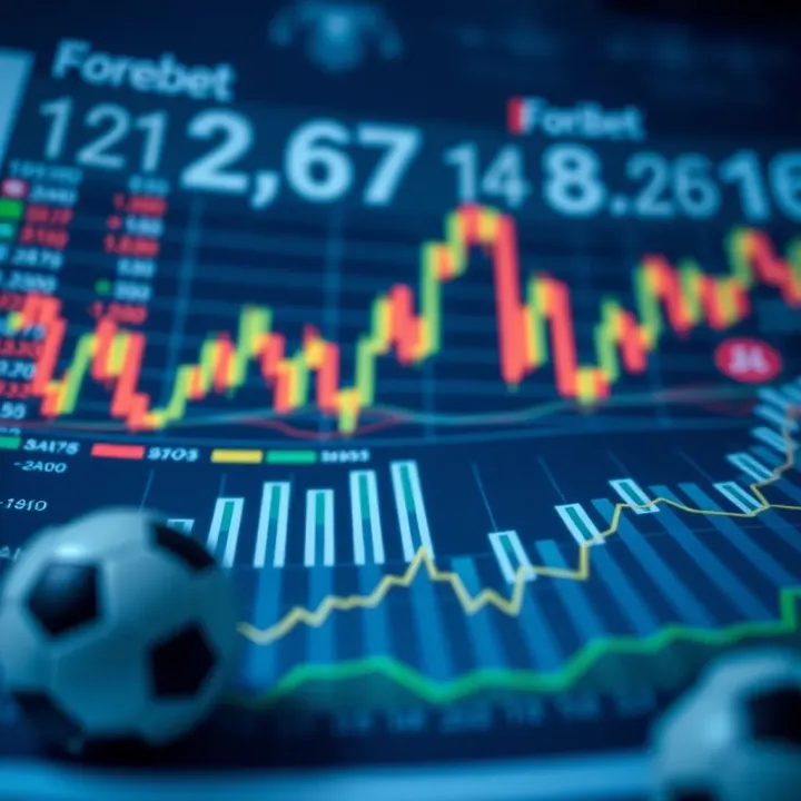 Data charts and football symbols representing statistical analysis in sports predictions