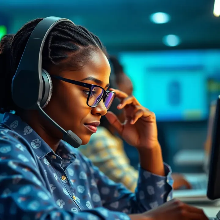 Customer service representative assisting a user over the phone