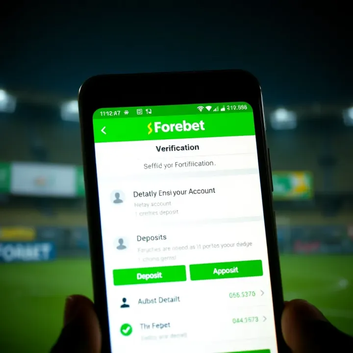 Secure verification screen on Forebet app showing identity confirmation and deposit options