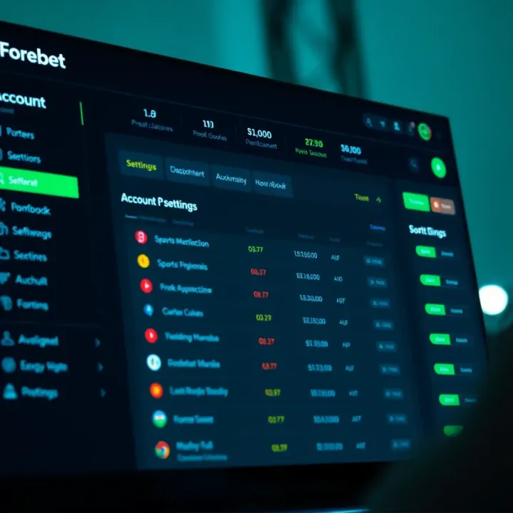 Dashboard showing sports predictions and account settings on Forebet website