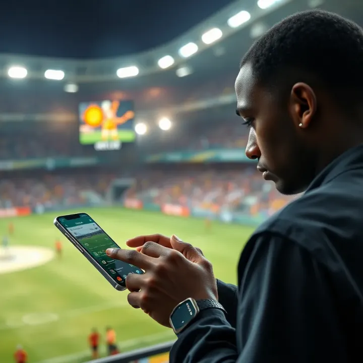 User analyzing live sports odds on a smartphone with multiple betting options during a football match