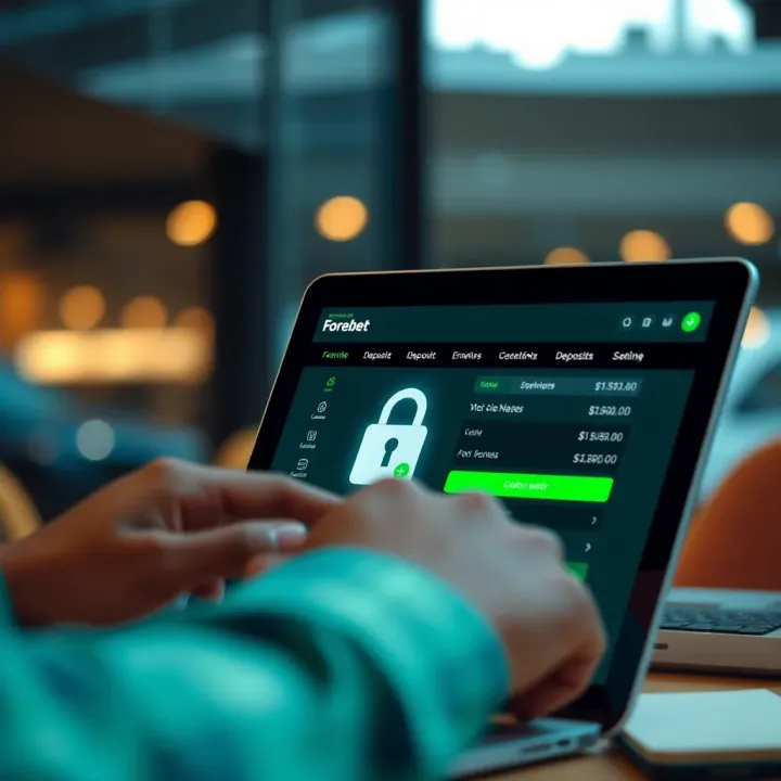 Illustration of secure online transaction representing managing deposits on Forebet