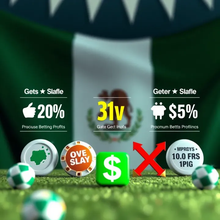 Conceptual graphic showing various betting icons and promotional discounts with a Nigerian flag backdrop