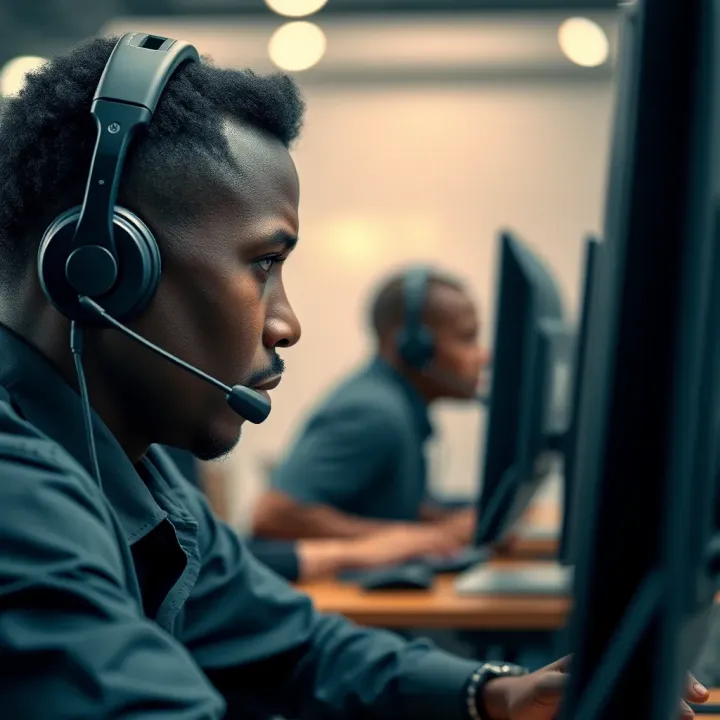 Customer service representative assisting Forebet user via headset