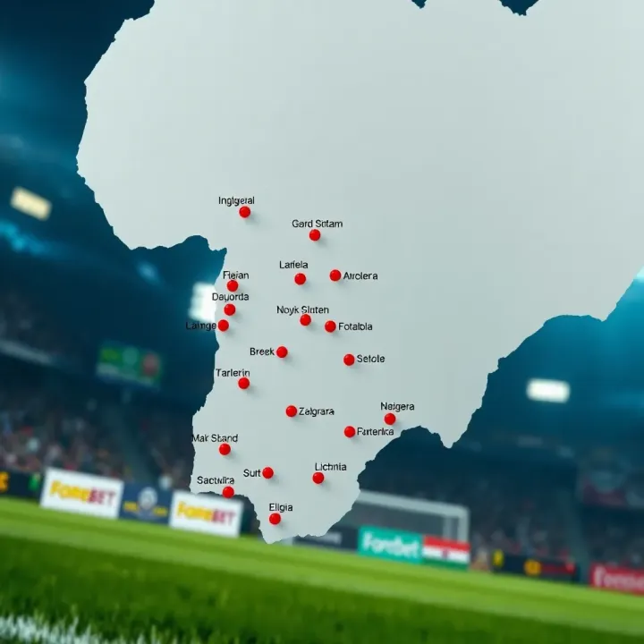 Map of Nigeria highlighting regions with rugby betting activity and resource centers