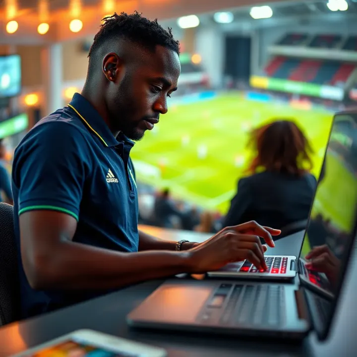 Illustration of Nigerian football fans using Forebet predictions alongside local betting platforms