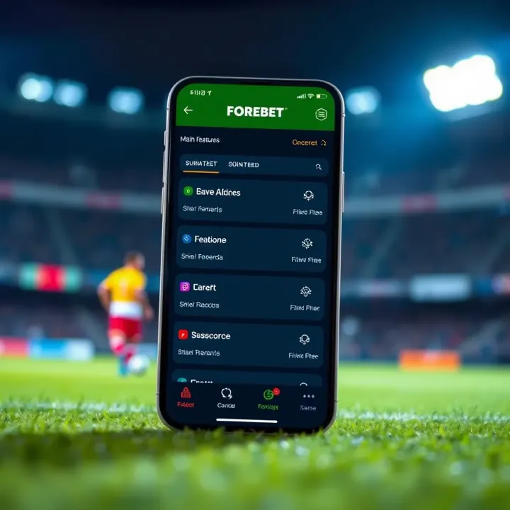 User interface of Old Forebet Mobile Lite app displaying main features
