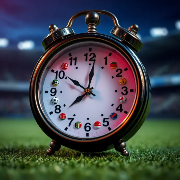 Illustration of optimal betting times on a clock with sports and betting icons