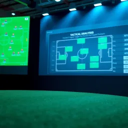 Tactical football analysis displayed on a digital board with team formations and statistics