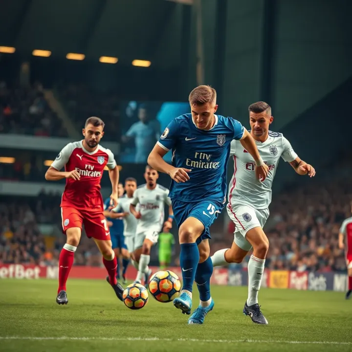 Top football players on the pitch demonstrating tactical plays during a competitive match