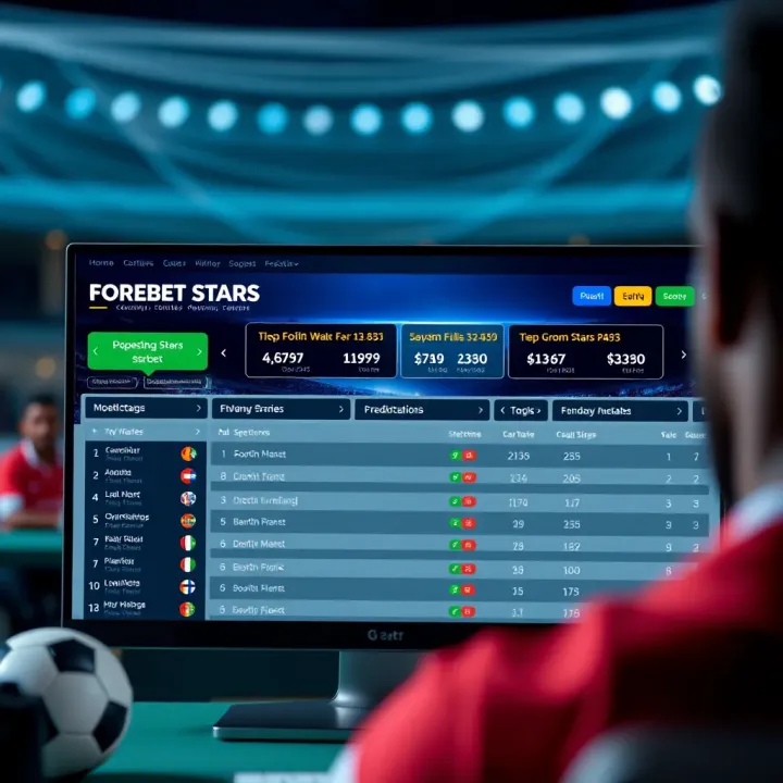 Detailed layout of Forebet Stars official website showing football match predictions and statistics