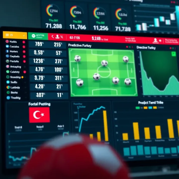 Detailed football match statistics and predictive analytics displayed on a digital dashboard