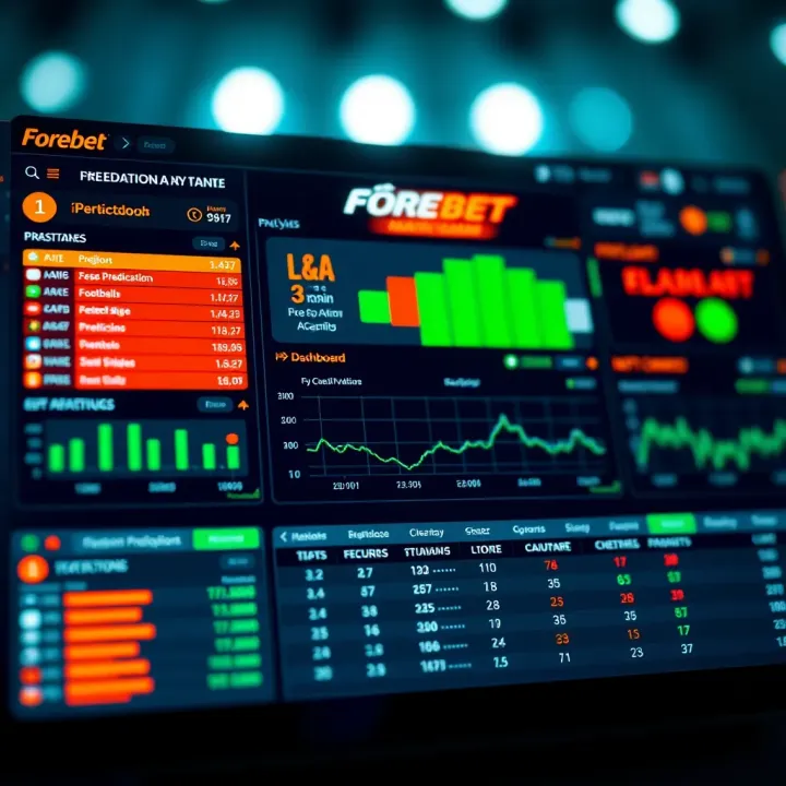 Dashboard displaying football match predictions and statistical analysis from Forebet platform