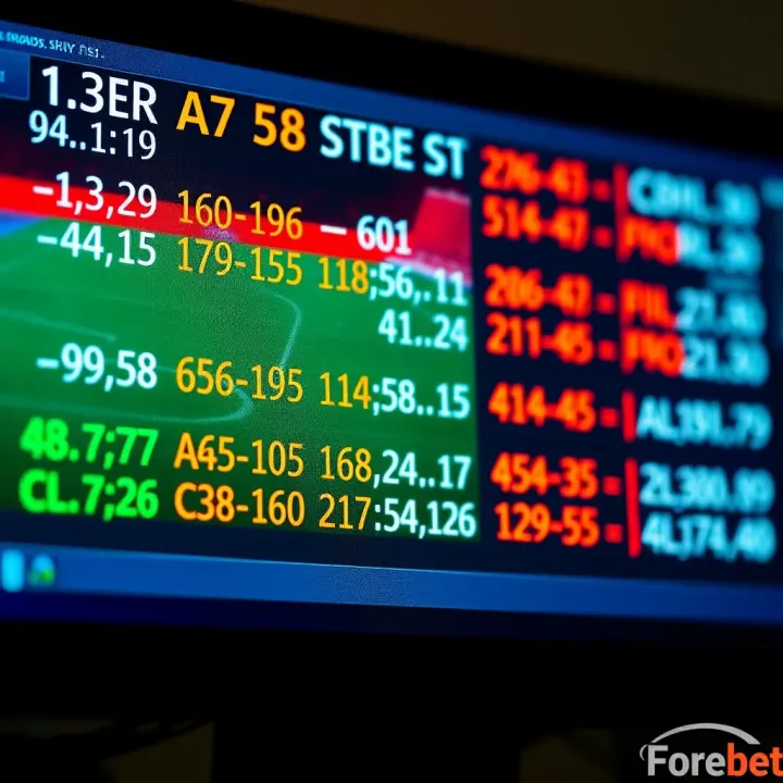 Graphical representation of Mr Bayo Forebet football prediction codes with symbols and numbers on a digital screen