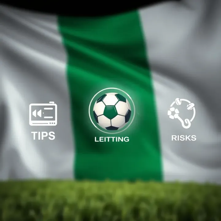 Nigerian flag background with football betting icons illustrating tips and risks for local users