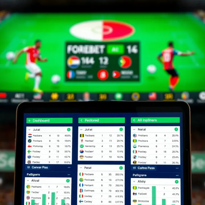 Dashboard of Forebet app showing football predictions and statistical data for upcoming matches