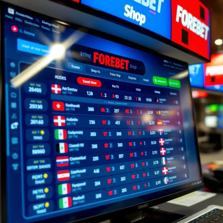 User interface of Web Forebet Shop showing live sports betting options and odds
